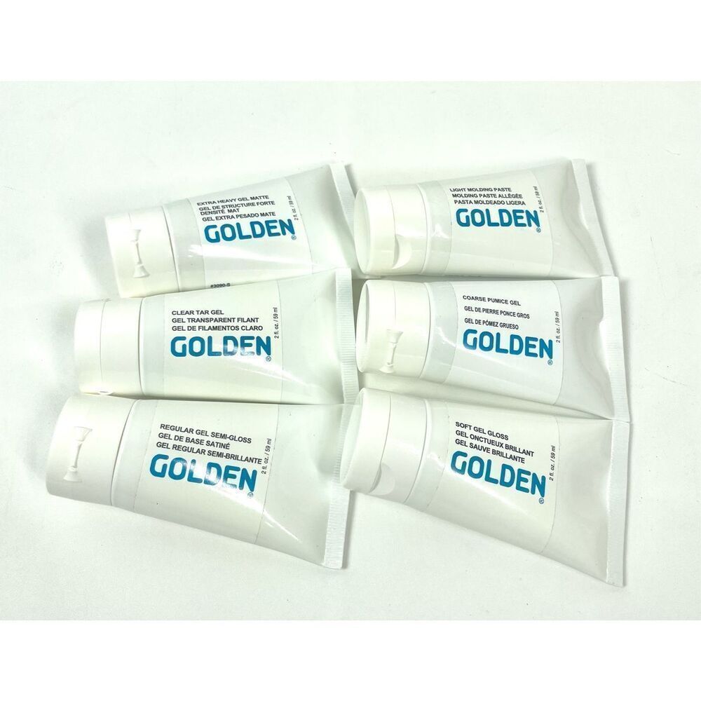 Golden Artist Gel Paints Lot 6 Soft Extra Heavy Clear Tar Semi Gloss 2oz ea